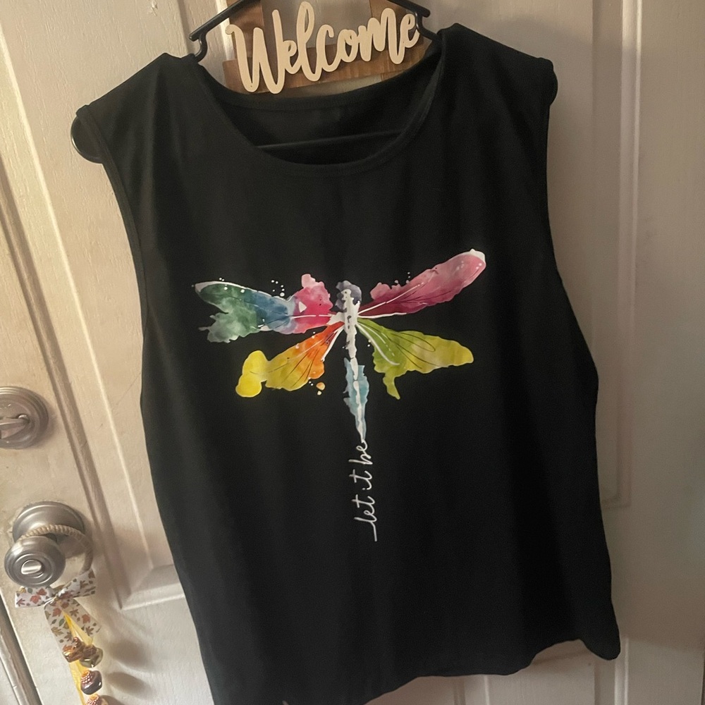 Black Dragonfly Graphic Tank Top